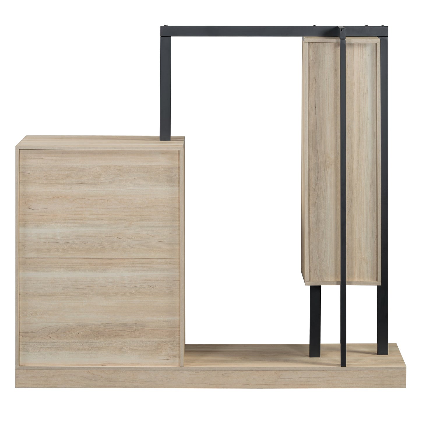 Wardrobe With 4 Drawers And 3 Shelves,Natural Natural Mdf Metal