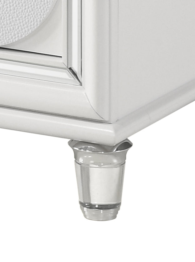 Tarian Pearl White Finish Nightstand White Acrylic,Synthetic Wood