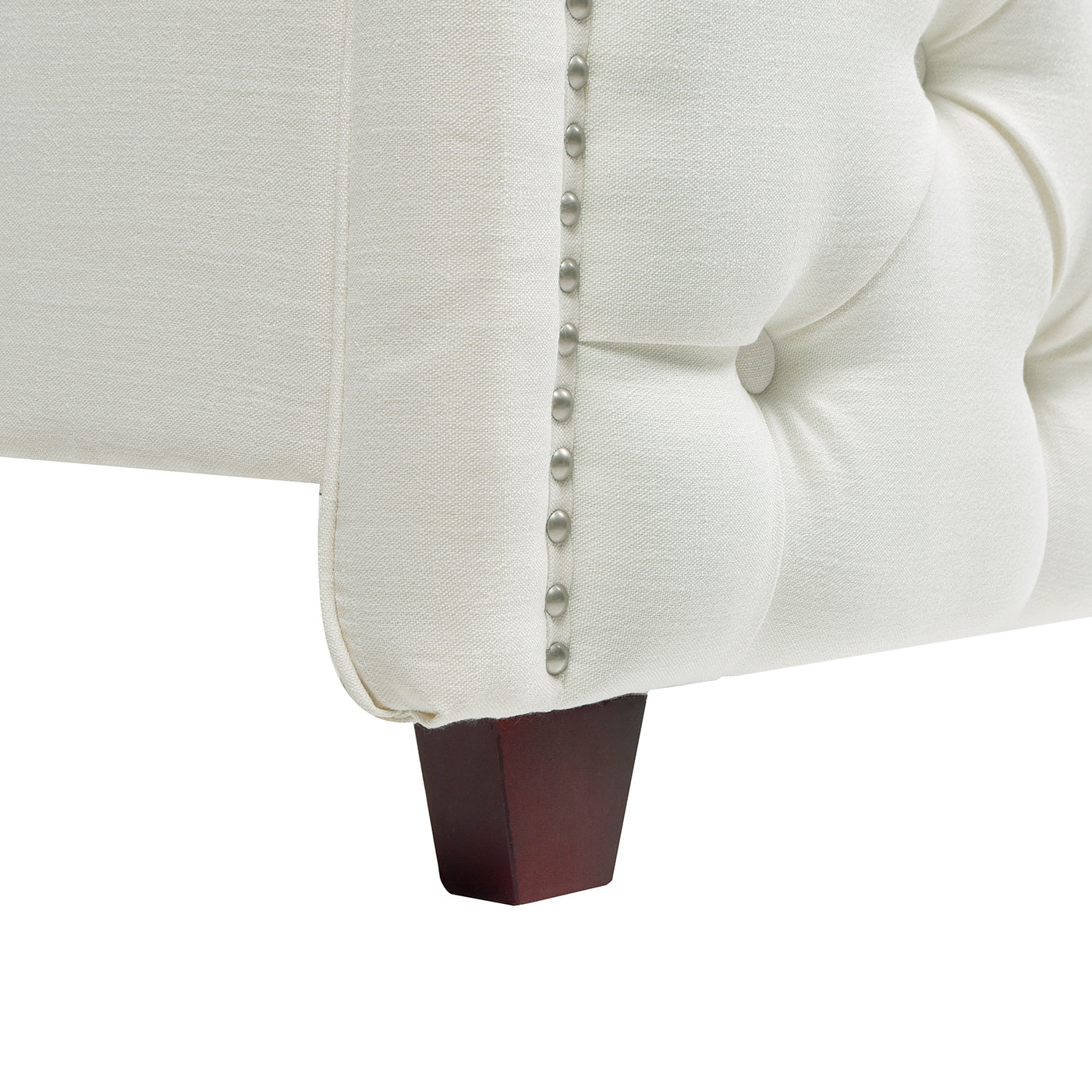 Fontana Wingback Upholstered Platform Bed Frame, Queen, Antique White Polyester White Foam Polyester