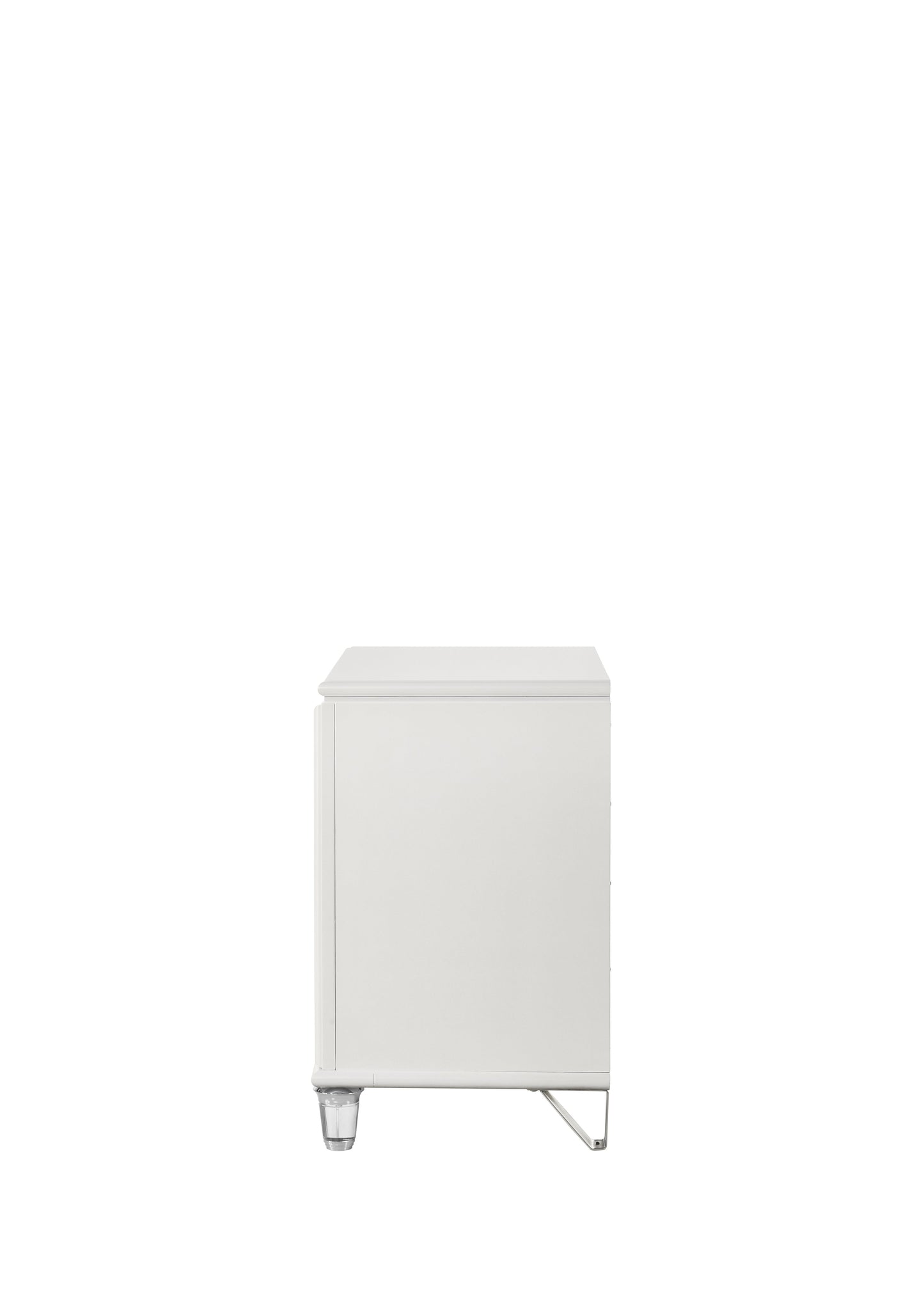 Tarian Pearl White Finish Nightstand White Acrylic,Synthetic Wood