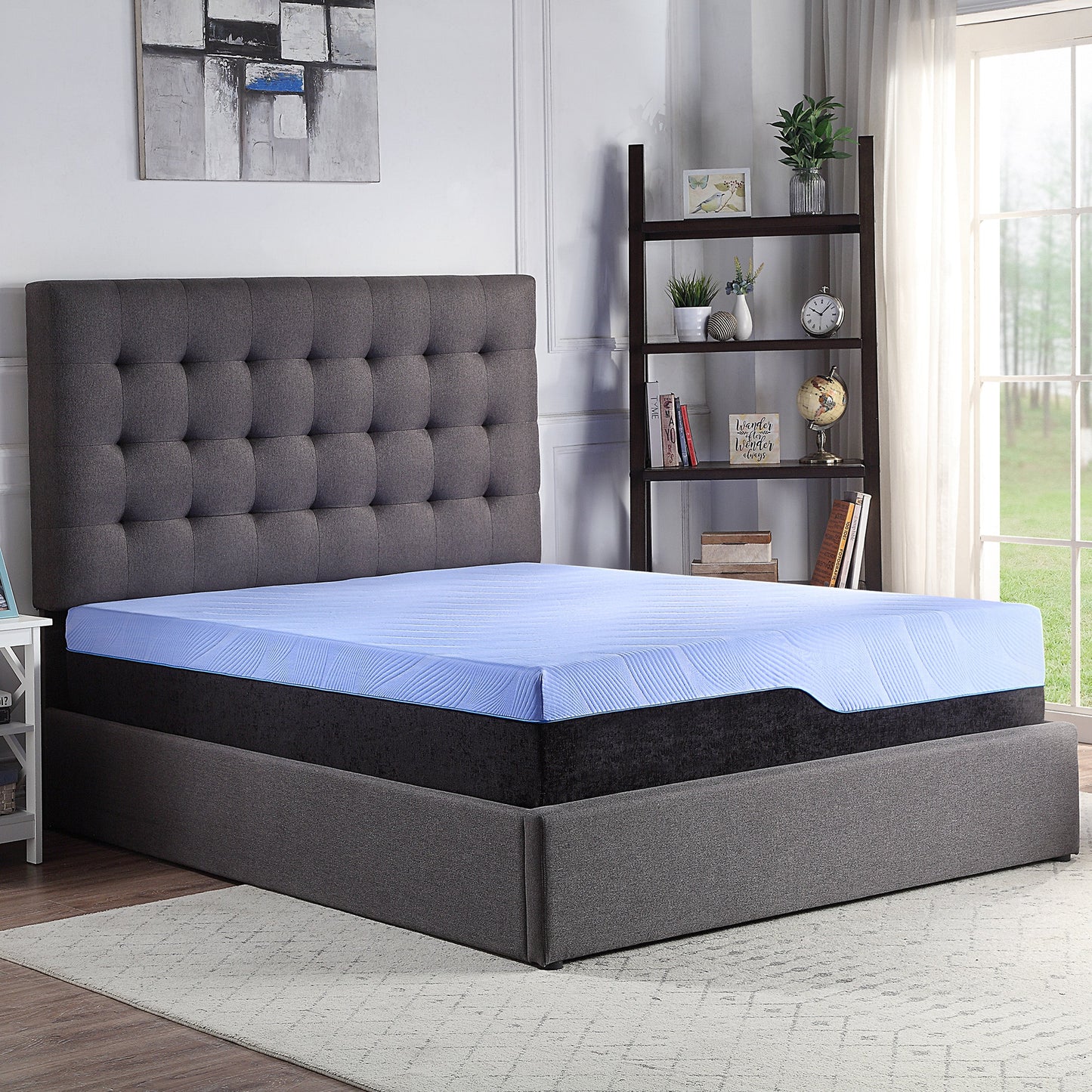 Refresh 12 Inch Hybrid Cooling Gelcare Memory Foam And Coil Adult Mattress, Full Size Blue Memory Foam Foam Spring Full