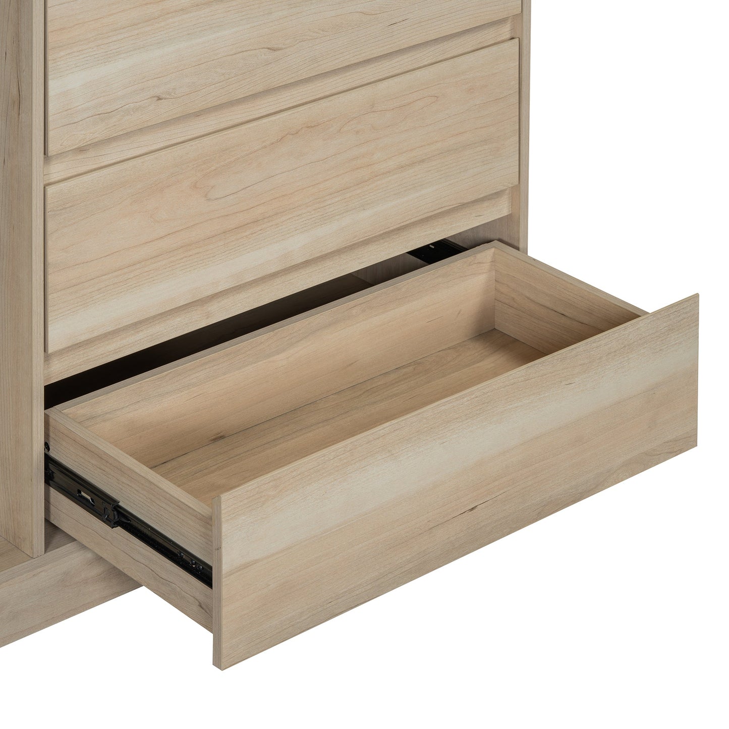 Wardrobe With 4 Drawers And 3 Shelves,Natural Natural Mdf Metal